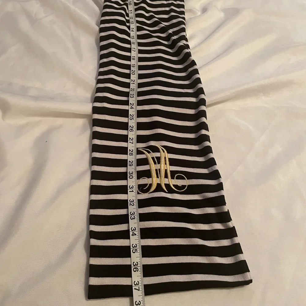 “M” Initial‎ Black and White Striped Infinity Scarf, OS